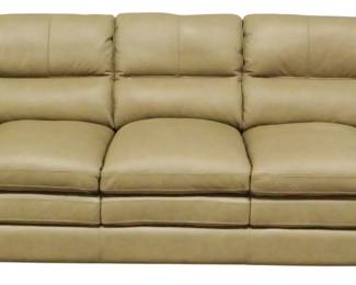 338 - Grey Leather Sofa 39x91x35