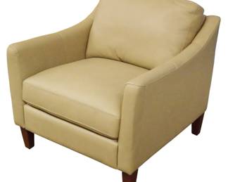 317 - Taupe Leather Armchair 36x38x34
