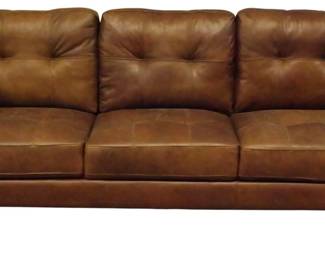 336 - Three Seat Tuft Back Leather Sofa 36x84x36