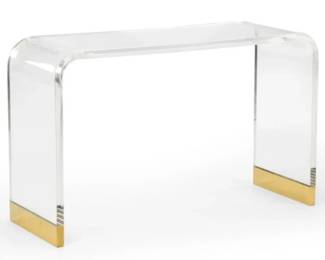 3254 - Chelsea House Waterfall Acrylic Console w/ Brass 29 x 46 x 15 retail $3194