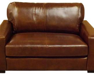 328 - Tobacco Brown Leather Loveseat