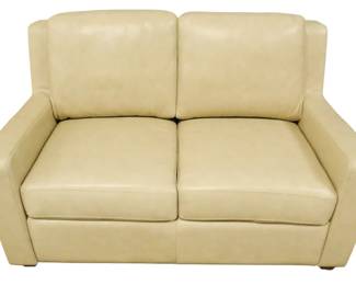 319 - Taupe Leather Loveseat 38x58x37