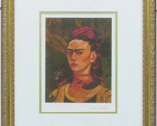 9027 - PORTRAIT WITH MONKEY PRINT BY FRIDA KAHLO 16 X 18.5