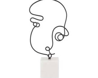 109 - Elk Home Metal Line Drawing Sculpture 22"