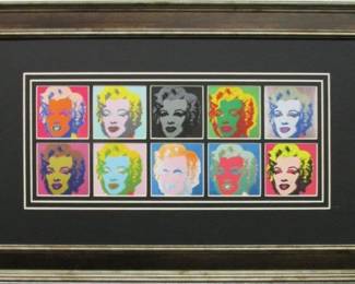 9029 - MARILYN MONROE 10 HEADS PRINT BY ANDY WARHOL 26 X 17