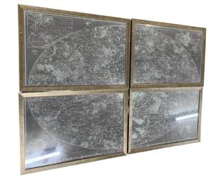 3493 - Set of 4 Framed Map Prints From Chelsea House 22 x 32