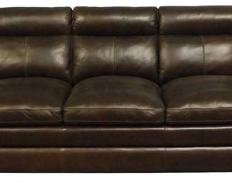 309 - Dark Brown Leather Sofa 36x93x37