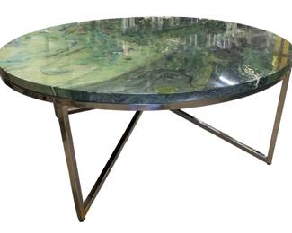 3561 - Alden Home Graffiti Cocktail Table green swirl 22 x 46