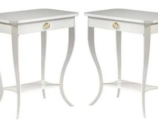 3380 - Pair Modern History Covington Chairside Tables Retail $1843 28.5 x 24.75 x 18.5