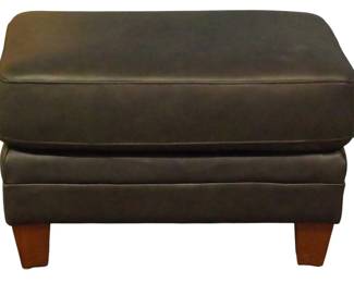 329 - Dark Grey Leather Ottoman 16x21x26