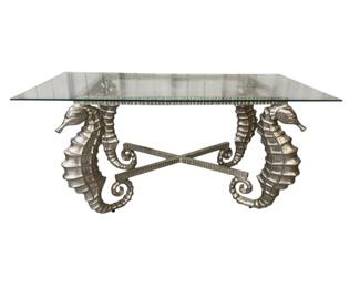3046 - Chelsea House Seahorse Coffee Table silver finish, 21 x 46 x 25
