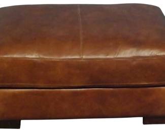 324 - Tobacco Brown Leather Ottoman 16x36x26
