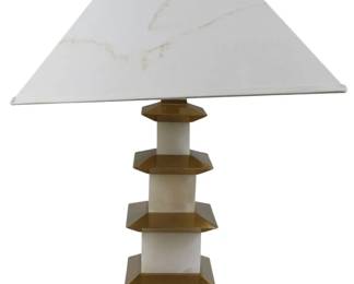 139 - Chelsea House Alabaster Pagoda Lamp 32" shade has stains