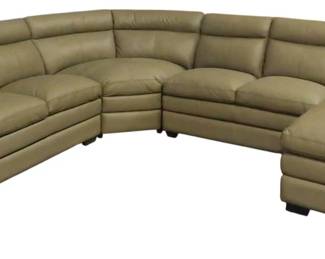 314 - Grey 4pc Leather Sectional 38x135x114