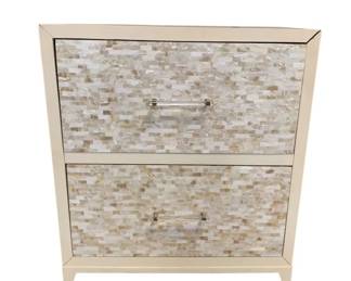3212 - Chelsea House Mother of Pearl 2 Drawer Chest 36 x 32 x 18, as is, separation at joint