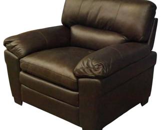 318 - Dark Brown Leather Chair 38x40x37