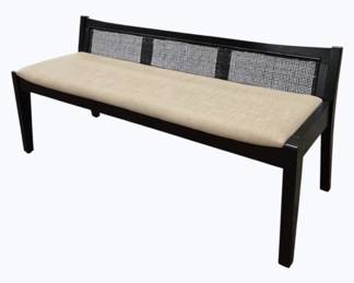 2007 - Powell Black Cane Back Upholstered Bench 24 x 52 x 18