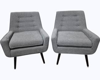 2020 - Pair Powell Gray Upholstered Chairs 33 x 27 x 29