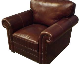 325 - Brown Leather Armchair with Nail Head Trim 38x44x40