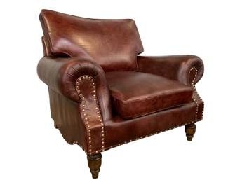 3235 - Alma Arte Leather Armchair w/ Nail Head Trim Eminence Mocha 41 x 34 x 37
