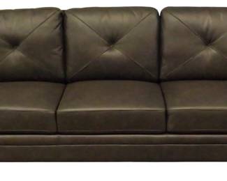 342 - Black Leather Sofa 36x86x35