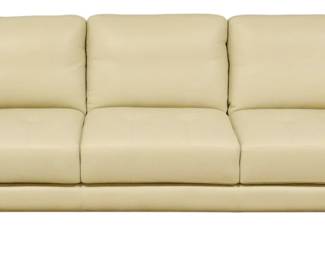 326 - Taupe Leather Sofa Stilletto Legs 32x87x36