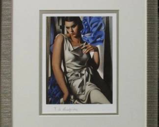 9051 - PORTRAIT OF MADAME M PRINT BY TAMARA LEMPICKA 14.5 X 17