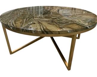 3560 - Alden Home Graffiti Cocktail Table brown swirl 22 x 46