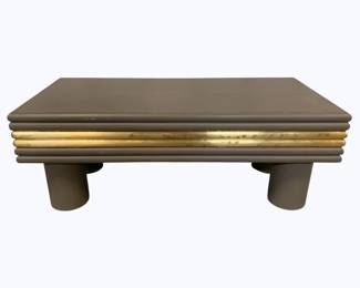 3250 - Chelsea House Coulter Leather Cocktail Table Gray, 18 x 48 x 22 retail $2044