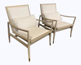 3383 - Pair Modern History Brachisto Ashe Chairs 34 x 26 x 27