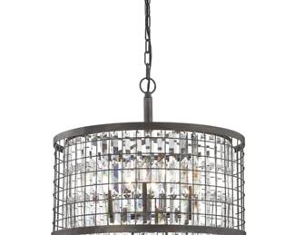 255 - Elk Home Nadina 6-Light Chandelier 22x22x18 2 small prisms missing