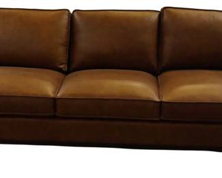 302 - Brown Leather Sofa 36x92x40