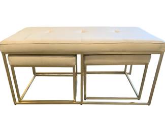 3535 - Alden Home Silver Trio Bench 20 x 43 x 22, 16 x 19 x 18