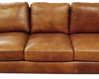 339 - Brown Leather Sofa 36x88x38