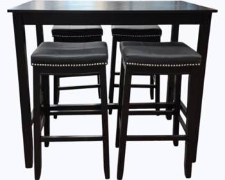 2018 - Powell 5pc Bar Table & Stools in Black table 42 x 47 x 24