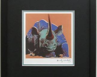 9045 - RHINO PRINT BY ANDY WARHOL 15.5 X 16.5