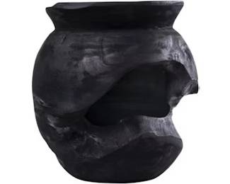 112 - Elk Home Ross Vessel, Large Ebonized Wood 11x11"