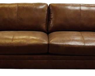 301 - Brown Leather Sofa 35x92x40