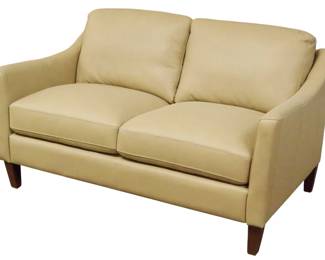 315 - Taupe Leather Loveseat 34x60x36