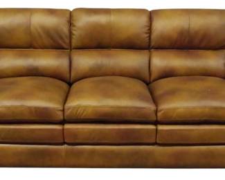 334 - Mottled Brown Leather Sofa 38x91x38