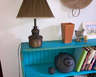 Electrified Oil Lamp Insert, Resin and Concrete Birds