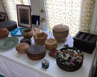 Baskets, Cloisonné, Sewing, Buttons, Marbles