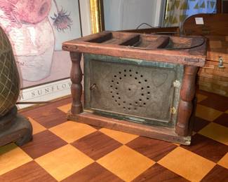 Foot Warmer, Tin Panels with Hearts