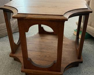 P11 - $100. PAIR of MCM Side Tables. Measures 20.5" both ways on the top x 16" tall. Very good vintage condition!