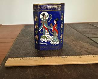 P52 - $15. Cloisonne Tea Caddy / Lidded Box.