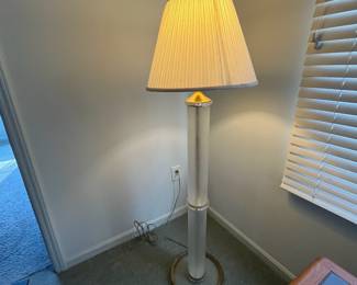 P12 - $300. Set of 3 Vintage Lucite Lamps. Floor Lamp is 61" tall - shade is ok. PAIR of Table Lamps are 34" tall (need new shades)