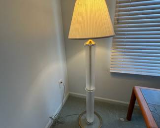 P12 - $300. Set of 3 Vintage Lucite Lamps. Floor Lamp is 61" tall - shade is ok. PAIR of Table Lamps are 34" tall (need new shades)