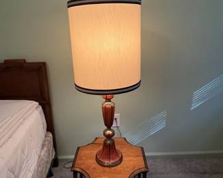 P15 - $100 PAIR of MCM Table Lamps in great condition. Measures 42" tall to to of finial. Shades are in great shape!