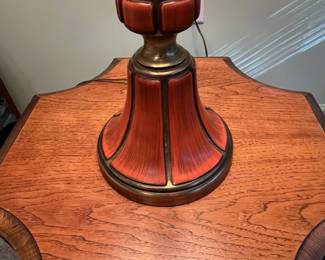 P15 - $100 PAIR of MCM Table Lamps in great condition. Measures 42" tall to to of finial. Shades are in great shape!