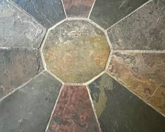 P1 - $550 3 PIECE SET. A/S Haslev Mobelsnedkeri Teak & Slate Furniture. Side Tables measures 24" square x 22" tall. Coffee Table is 39" across x 16" tall. All pieces are very sturdy and in great vintage condition.